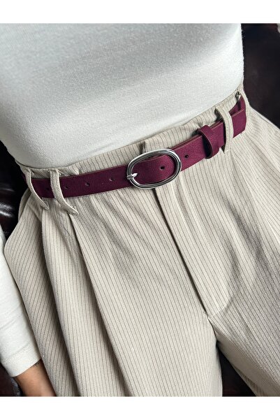 LİA KEMER Desire Ring Patterned Suede Women's Silver Buckle Belt Jacket Belt Dress Belt Trouser Belt