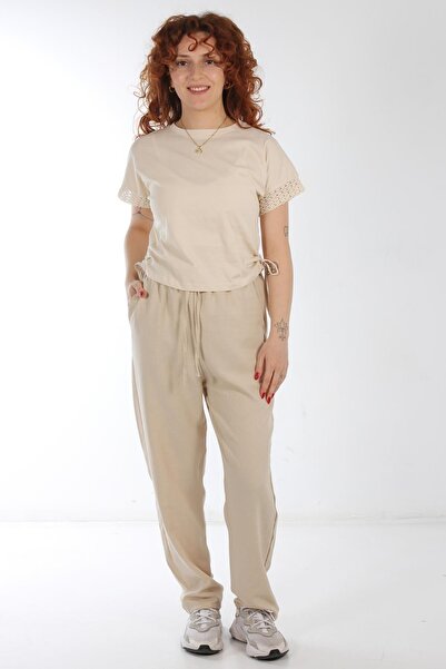 Mckanzie 5683 Κομμένο μπλουζάκι με δαντέλα στο πλάι