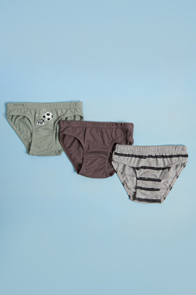 Fulla Moda Αγορικά σλιπ εσώρουχα 3 τεμαχίων με στάμπα ποδοσφαίρου