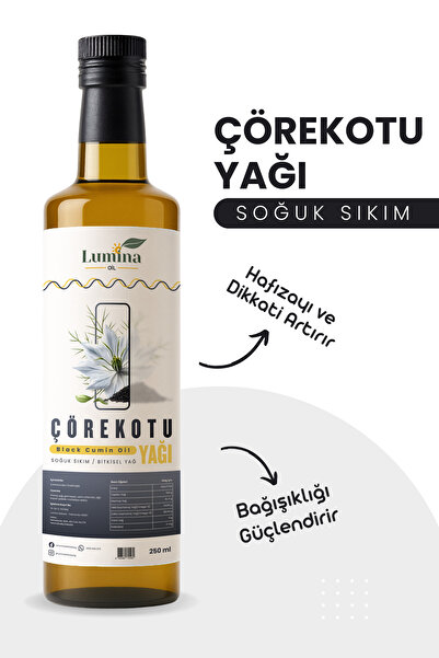 LUMİNAOİL Çörekotu Yağı ( Çörekotu ) 250 ML %100 Soğuk Press