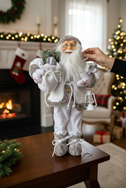 Korbell Christmas New Year Decoration Ornament White Santa Claus 45 cm