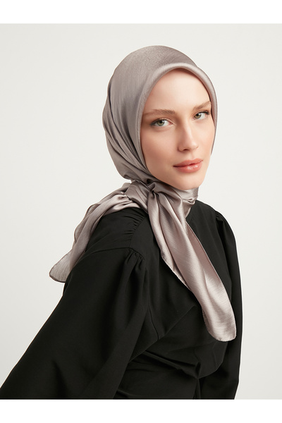 Şaless Tesettür Kadın Janjanlı Krinkıl Abiye Eşarp-vizon- 100x100cm