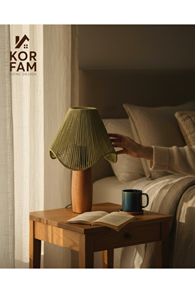 KorFam Wavy Lampshade - Wicker Handmade Bohemian Asymmetrical Shaped Rustic Lampshade with Wooden Legs