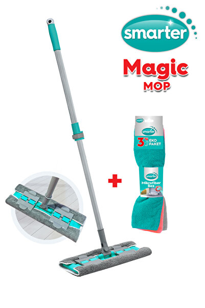SMARTER Magıc Mop Mikrofiber 3 Lü Temizlik Bezi Paspas Mandallı Yer Yüzey Temizlik Havlusu Bezi Uyumlu