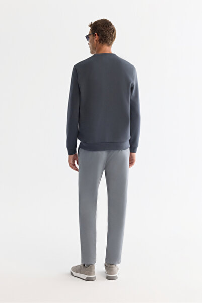 Avva Ανδρικό φούτερ από βαμβακερό ελαστάνι με λαιμόκοψη ανθρακί, κανονική εφαρμογή A42Y1221