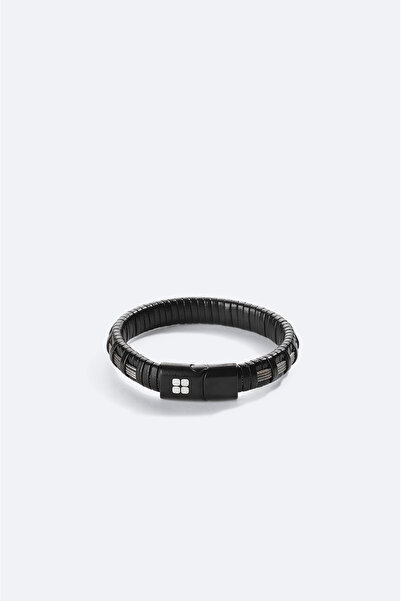 Avva سوار جلد الهيماتيت الأسود للرجال - A41y9613