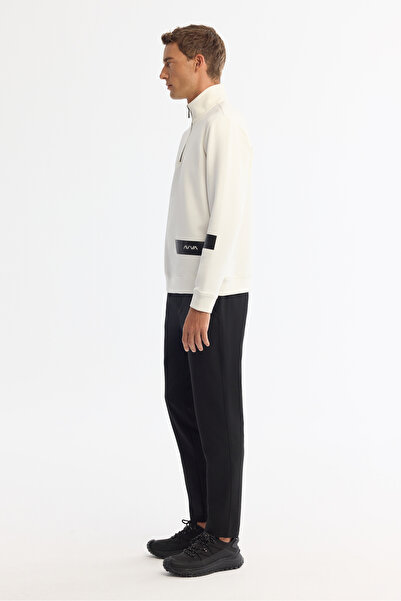 Avva Ανδρικό φούτερ με γιακά από βαμβακερό εκρού με εμπριμέ ελαστάνη Regular Fit A42Y1202