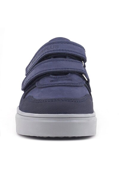 Rakerplus Navy Blue Nubuck Velcro Genuine Leather Boys School Shoes