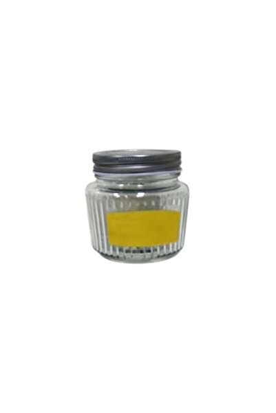 B&D Glass Storage Jar with Silver Metal Lid, 0.25 L, Faceted Design