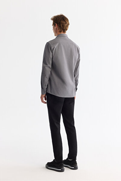 Avva Чоловіча сіра сорочка з ґудзиками на комірі, легка в прасуванні, смугаста, slim fit, A42Y2098