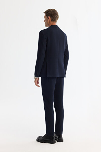 Avva Men's Navy Blue Mono Collar Bi-Stretch Blazer Comfort Slim Fit Jacket A42Y4011