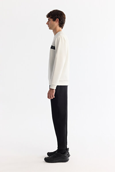 Avva Erkek Ekru Bisiklet Yaka Pamuklu Baskılı Elastan Regular Fit Sweatshirt A42Y1260