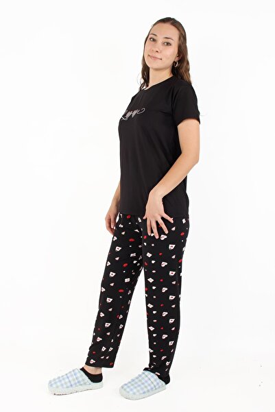 Mckanzie 3220 Milan Crew Neck Short Sleeve Top Long Bottom Loove Pajama Set