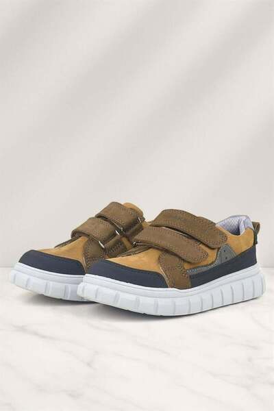 Rakerplus Genuine Leather Brown Velcro Children's Casual Sports School Shoes