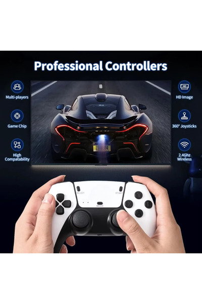 OEM Stick-type Game Console Set - 40,000 Games, 2 Wireless Controllers, 64GB, HDMI, Plug & Play