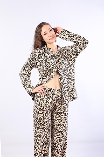 Mckanzie 3306 Milan Soft Shirt Collar Long Sleeve Long Bottom Pajama Set