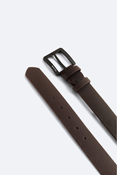 Avva Men's Brown Needle Patterned Belt A41Y9306