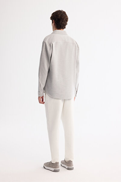 Avva Erkek Gri Klasik Yaka Kaşe Kapaklı Comfort Fit Gömlek Ceket A42Y2129