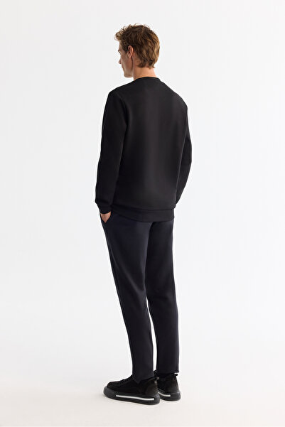 Avva Мъжка черна блуза с обло деколте, памук, еластан, редовна кройка A42Y1215