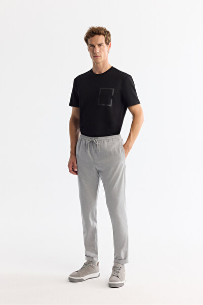 Avva Men's Black Crew Neck Printed Elastane Regular Fit T-Shirt A42Y1020