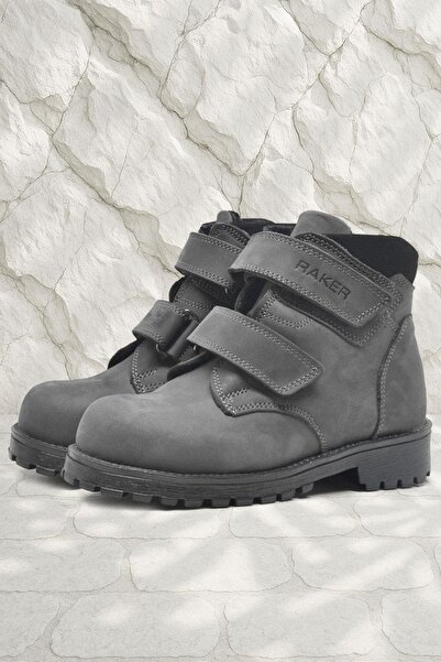 Rakerplus Sentor Справжня шкіра Сірий хутряний дитячий черевик на липучці