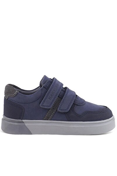 Rakerplus Navy Blue Nubuck Velcro Genuine Leather Boys School Shoes