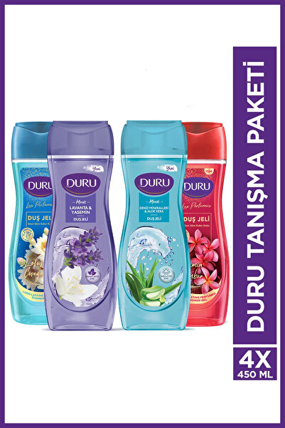 Duru Moods Deniz Mineralleri & Lavanta, Jasmin Amber, Lotus Karma Duş Jeli Seti 4x450ml