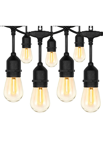 Rixme Ghirlandă luminoasă solară LED cu telecomandă, 10 becuri, 10 m, IP66/IP67, solară+USB, Lumină caldă