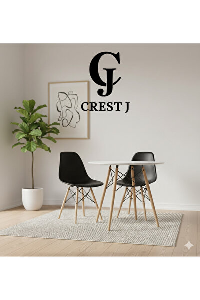 Crestj 2 Plastic Dining Chairs - Office Chair with Wooden Legs - 2 Pack in Black