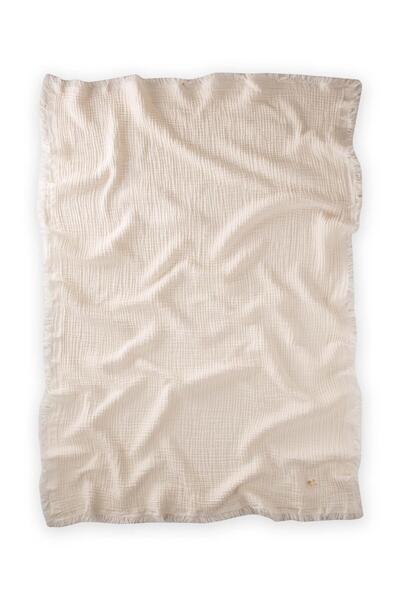 Cigit Four Layer Tasseled Muslin Blanket 80x120 Cm Natural