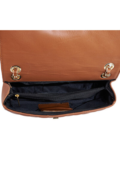 AZZURA Patricia leather crossbody bag, 100% leather, quilted, cognac brown