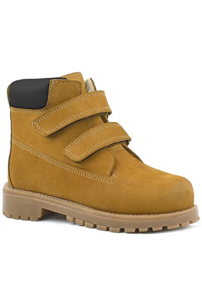 Rakerplus Neson Genuine Leather Mustard Yellow Velcro Kids Boots
