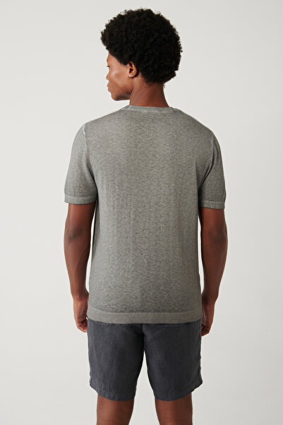 Avva Men's Anthracite Crew Neck Knitwear Regular Fit T-Shirt A41Y5074