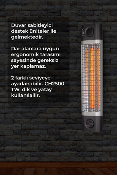 Veito CH2500 TW BioCarbon Infrared Isıtıcı 2500 W – Duvar Tipi (Termostatlı)