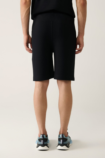 Avva Erkek Siyah Yandan Cepli Baskılı Soft Touch Regular Fit Şort A41Y3645