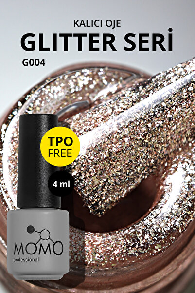MOMO professional Glitter Kalıcı Oje G004, Rose Gold, 4 ml, TPO- FREE