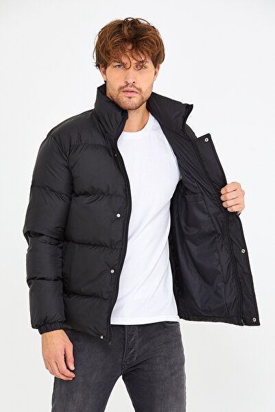 Polo State Ανδρικό φουσκωτό παλτό Regular Fit Μαύρο
