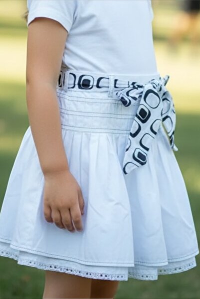 Chicco Kız Çocuk Kemerli Etek, Beyaz