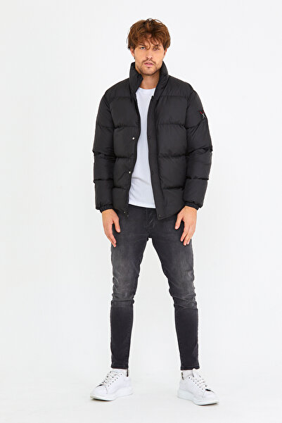 Polo State Ανδρικό φουσκωτό παλτό Regular Fit Μαύρο