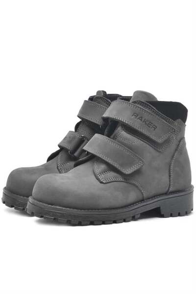 Rakerplus Sentor Справжня шкіра Сірий хутряний дитячий черевик на липучці