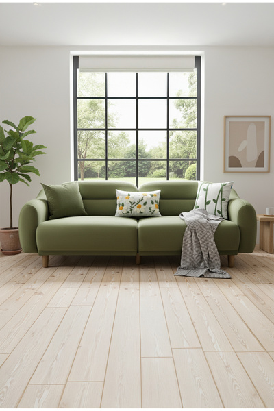 Rolivs Stella Üçlü Koltuk Gürgen Ağacı Ayak- Kadife