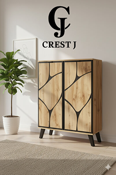 Crestj Stylish geometric design shoe cabinet