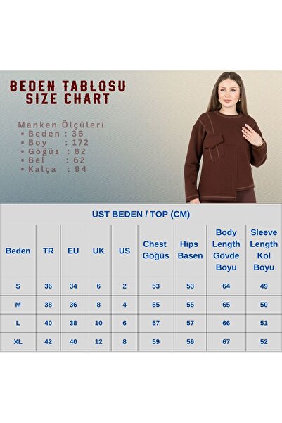 Sortie Women's Brown Color Pocketed Crew Neck Three Thread Asymmetrical Sweatshirt