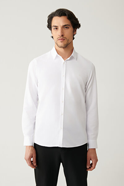 Avva Чоловіча біла сорочка з бавовни, що легко прасується, Slim Fit A41Y2237
