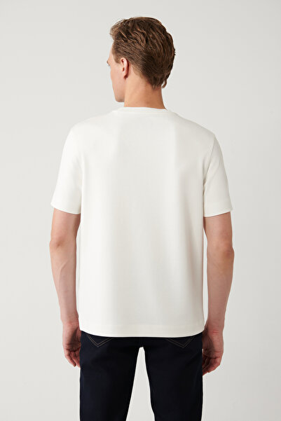 Avva Men's White Soft Touch Crew Neck Printed Regular Fit T-Shirt A41Y1333