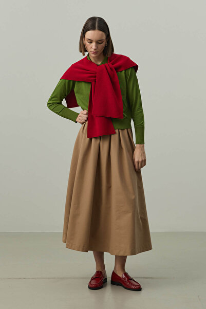 Fahhar Kare Parçalı Atkı Kırmızı