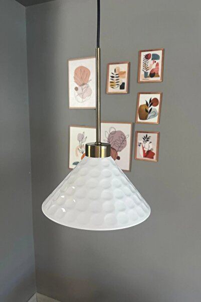 Bamyum Rumy Beyaz Tekli Avize İnce Eskitme Başlık Sarkıt Ofis Showroom Salon Mutfak Avizeleri