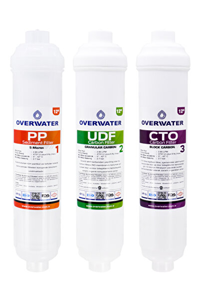OverWater Kapalı Kasa Su Arıtma Cihazı 3 Lü Inline Filtresi Seti Aşamalı
