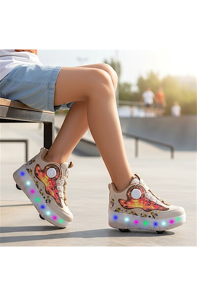 sepona Patented Light-Up Sports Shoes 4-Wheel Roller Skates – with On/Off Switch