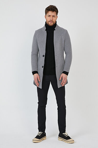 MODAMESTO Ανδρικό Smoked Slim Fit Stand παλτό γιακά